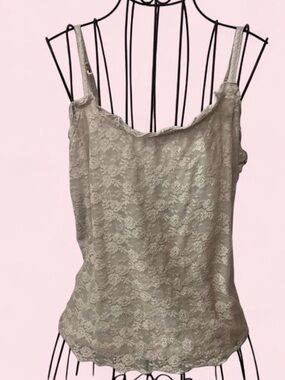 Women’s Y2K Lace Cream Cami Tank Top Size Small